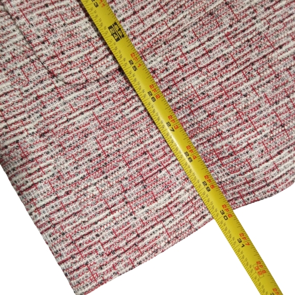 Etcetera Pink White Tweed Long Sleeve Collarless Jacket Contrast Trim Zip Pocket - Picture 7 of 8